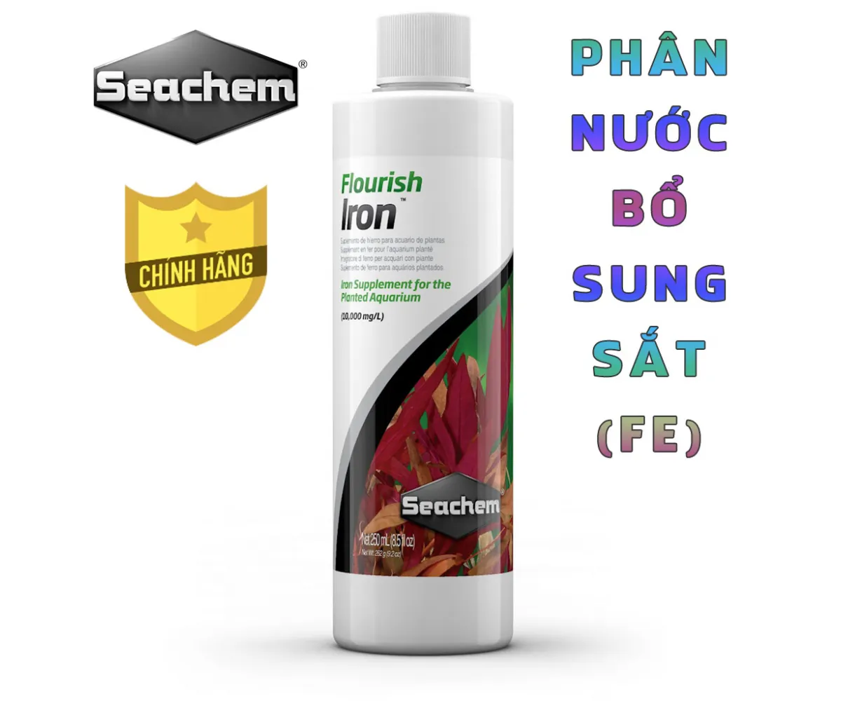 Phân nước Seachem - Flourish Iron bổ sung Sắt (Fe) cho cây thủy sinh trong hồ cá - Chai 250ml